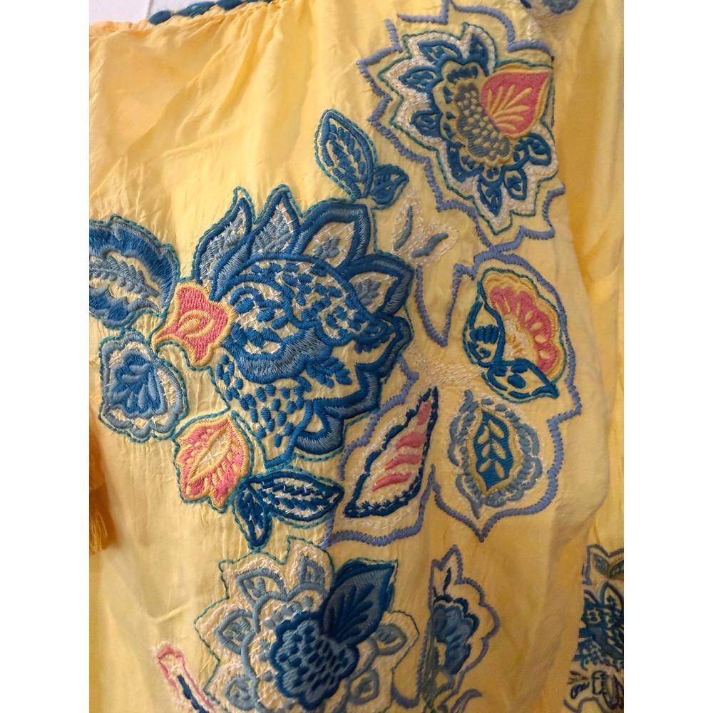 NEW Johnny Was Margot Blouse Odesa Yellow Embroidered Floral Boho Peasant XXL - Picture 7 of 13